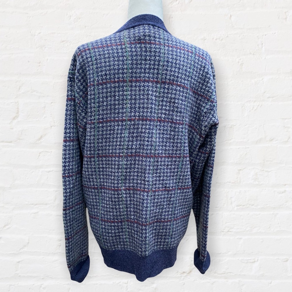 Vintage 100% Wool Plaid Grandpa Cardigan - Picture 3 of 4